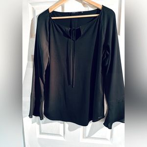 Nice black blouse with pretty flutter sleeve. Size XL by Tahari